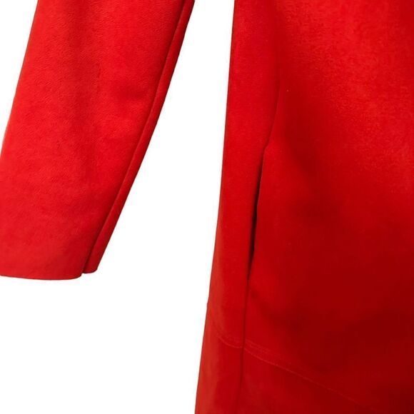 Zara Orange Open Front Side Pockets Business Formal Dress Long Midi Pea Coat - Picture 5 of 6